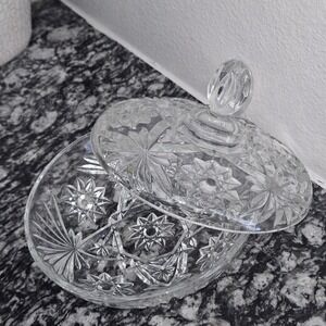 Anchor Hocking Early American Prescut Star of‎ David candy dish with a lid